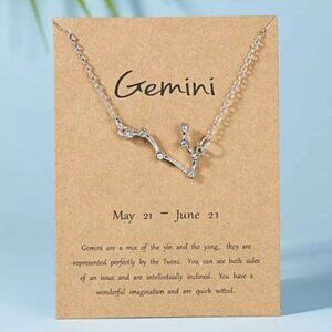 🎉 New Gemini Zodiac sign silver plated necklace